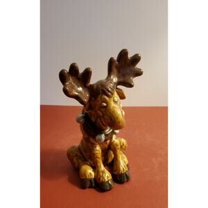 Ceramic hand painted moose figurine